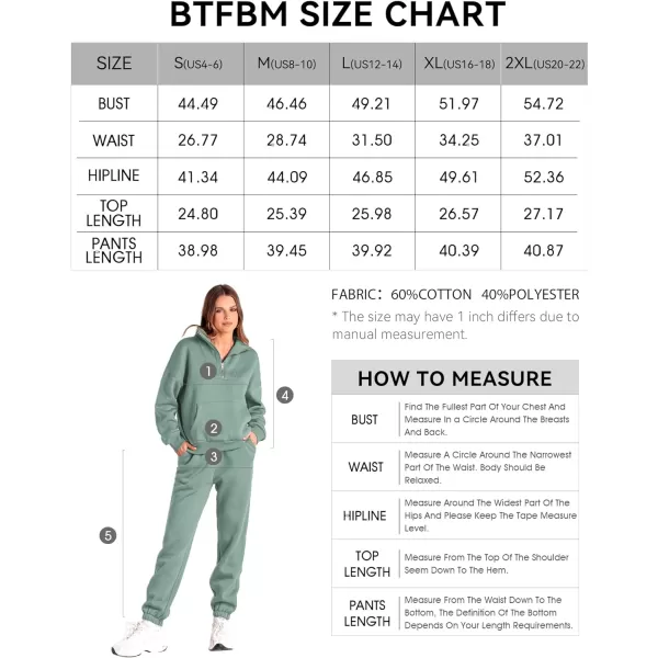 imageBTFBM Women 2 Piece Tracksuits Fall Winter 14 Zip Sweatshirt Jogger Pants Matching Lounge Sets Thick Sweatsuits PocketsSolid Light Green