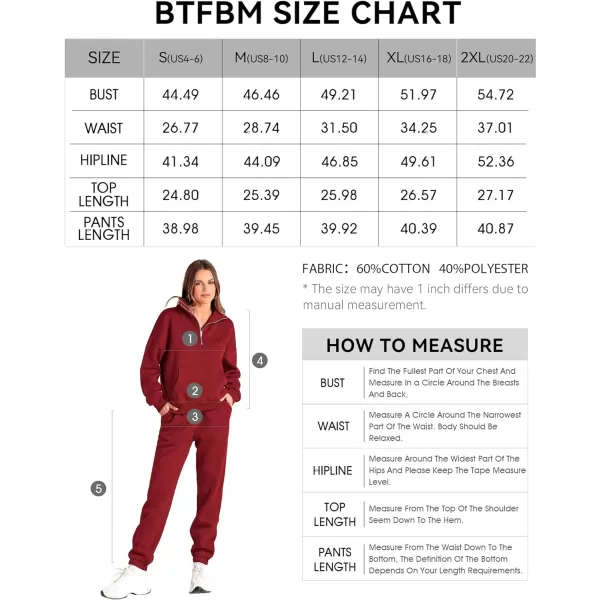 imageBTFBM Women 2 Piece Tracksuits Fall Winter 14 Zip Sweatshirt Jogger Pants Matching Lounge Sets Thick Sweatsuits PocketsSolid Red
