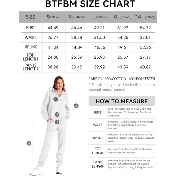 imageBTFBM Women 2 Piece Tracksuits Fall Winter 14 Zip Sweatshirt Jogger Pants Matching Lounge Sets Thick Sweatsuits PocketsSolid White