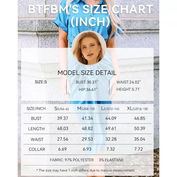 imageBTFBM Women 2023 Button Down Ruched Shirt Dresses Short Sleeve Lapel V Neck Elegant Party Spring Summer Maxi Satin DressShort Sleeve Aqua Blue