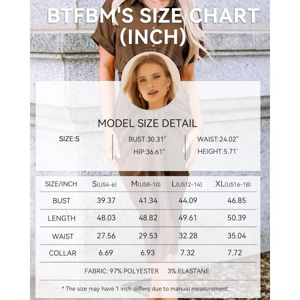 imageBTFBM Women 2023 Button Down Ruched Shirt Dresses Short Sleeve Lapel V Neck Elegant Party Spring Summer Maxi Satin DressShort Sleeve Dark Brown