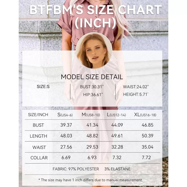 imageBTFBM Women 2023 Button Down Ruched Shirt Dresses Short Sleeve Lapel V Neck Elegant Party Spring Summer Maxi Satin DressShort Sleeve Pink