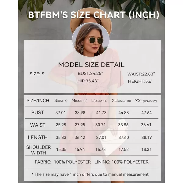 imageBTFBM Women 2023 Fashion Faux Wrap VNeck Dresses Short Sleeve High Waist Belt Swing Ruffle Hem Aline Summer Short DressRose Red