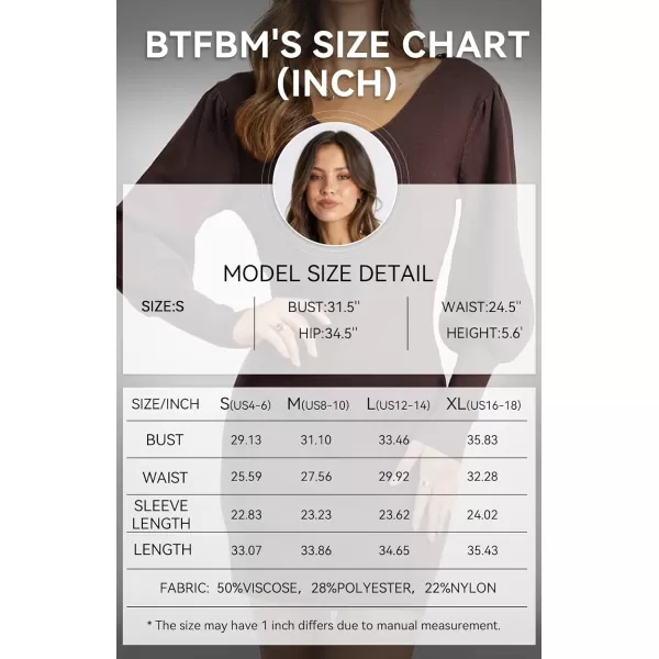 imageBTFBM Women 2023 Pullover Sweater Dress V Neck Long Sleeve Bodycon Embroidered Back Party Rib Knit Mini Fall DressesSolid Coffee