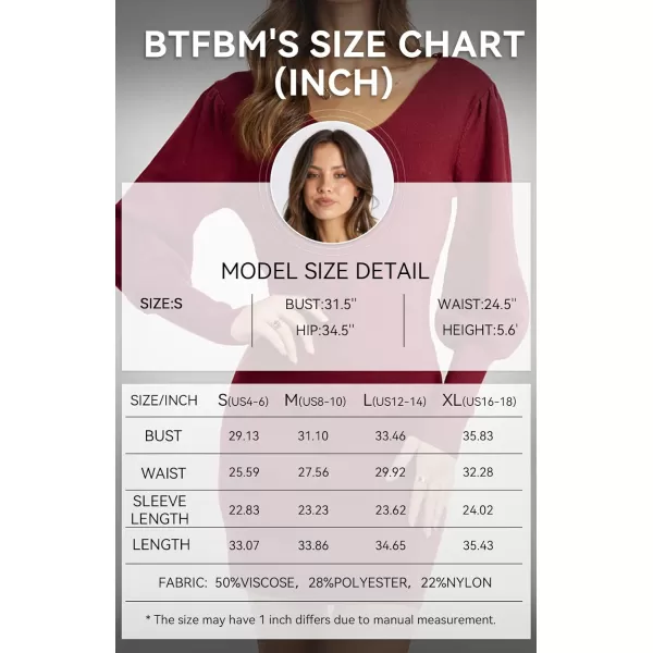 imageBTFBM Women 2023 Pullover Sweater Dress V Neck Long Sleeve Bodycon Embroidered Back Party Rib Knit Mini Fall DressesSolid Wine Red