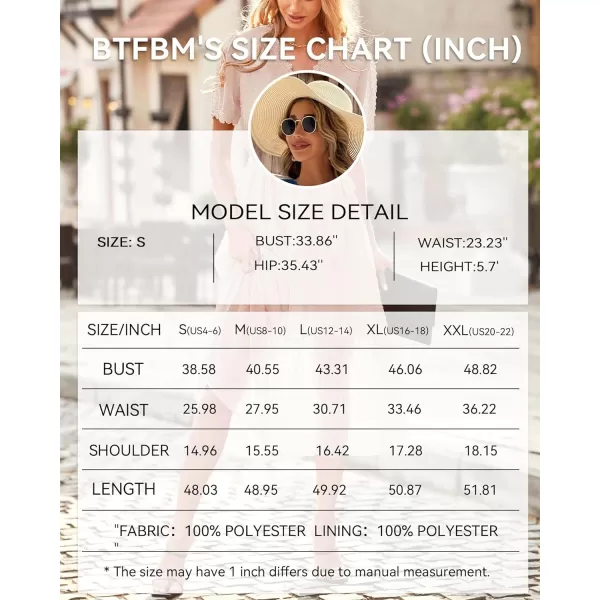 imageBTFBM Women 2023 Summer Boho Midi Dress Short Sleeve V Neck Swiss Dot Belted High Waist Ruffle Tiered ALine Beach DressSwiss Dot Apricot