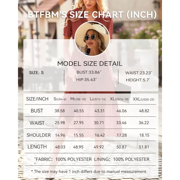 imageBTFBM Women 2023 Summer Boho Midi Dress Short Sleeve V Neck Swiss Dot Belted High Waist Ruffle Tiered ALine Beach DressSwiss Dot Brown