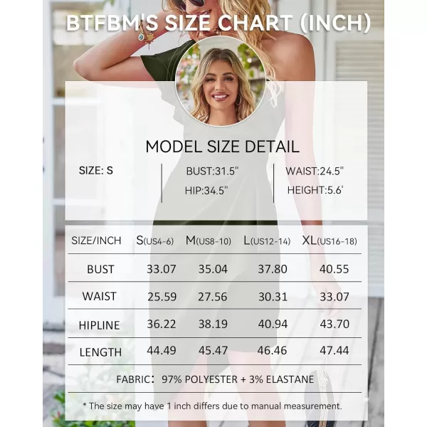 imageBTFBM Women 2023 Summer Fashion Elegant One Shoulder Cocktail Dress Ruffle Sleeve Wrap Ruched Bodycon Short Party DressesSolid Army Green