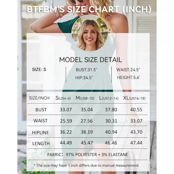 imageBTFBM Women 2023 Summer Fashion Elegant One Shoulder Cocktail Dress Ruffle Sleeve Wrap Ruched Bodycon Short Party DressesSolid Dark Green