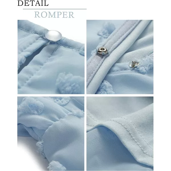 imageBTFBM Women 2023 Summer Fashion V Neck Wrap Rompers Swiss Dot Pocketed Elastic Waist Short Sleeve Beach Shorts JumpsuitDark Blue