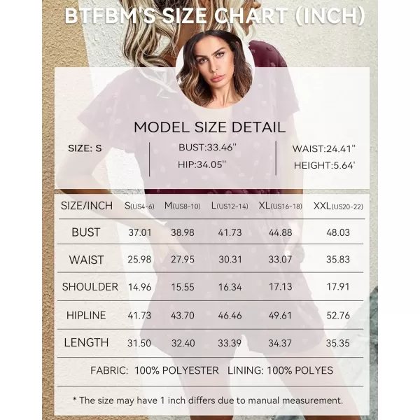 imageBTFBM Women 2023 Summer Fashion V Neck Wrap Rompers Swiss Dot Pocketed Elastic Waist Short Sleeve Beach Shorts JumpsuitWine Red