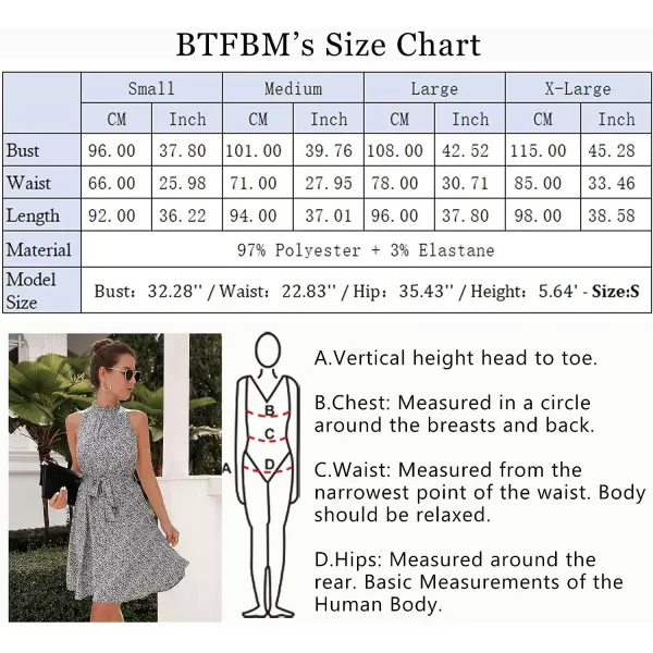 imageBTFBM Women 2023 Summer Halter Neck Dresses Sleeveless Casual Floral Polka Dot Leopard Print Short Boho Ruffle SundressFloral Print Blue
