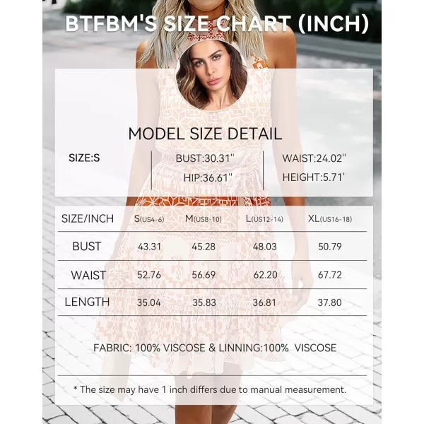 imageBTFBM Women 2023 Summer Halter Neck Dresses Sleeveless Casual Floral Polka Dot Leopard Print Short Boho Ruffle SundressOrangeWhite