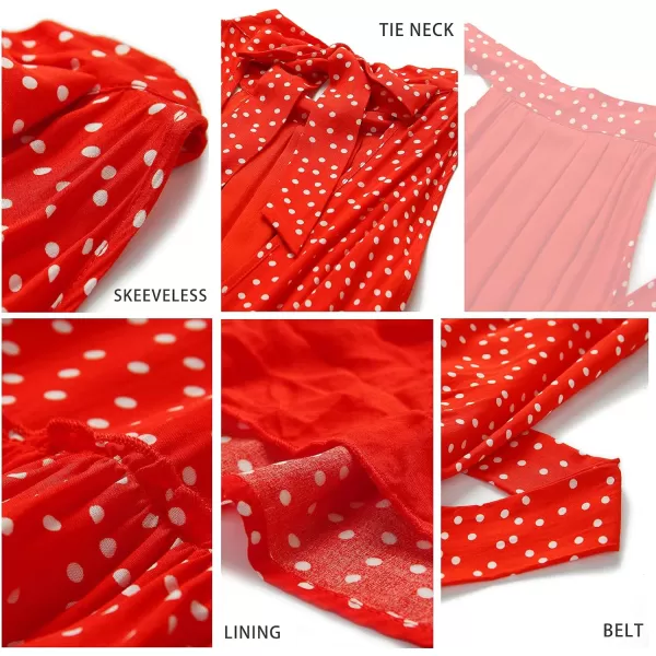 imageBTFBM Women 2023 Summer Halter Neck Dresses Sleeveless Casual Floral Polka Dot Leopard Print Short Boho Ruffle SundressPolka Dot Red