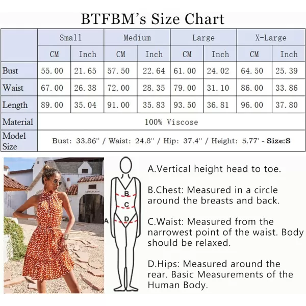 imageBTFBM Women 2023 Summer Halter Neck Dresses Sleeveless Casual Floral Polka Dot Leopard Print Short Boho Ruffle SundressWhite Dot Red