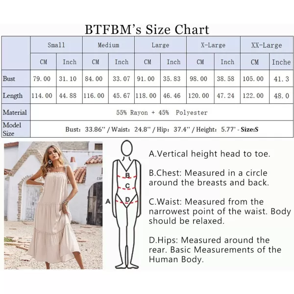 imageBTFBM Women 2023 Summer Maxi Dresses Sleeveless Spaghetti Strap Casual Sundress Tiered Ruffle Boho Cami Beach Long DressSolid Apricot