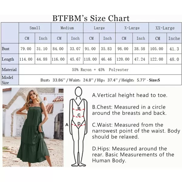 imageBTFBM Women 2023 Summer Maxi Dresses Sleeveless Spaghetti Strap Casual Sundress Tiered Ruffle Boho Cami Beach Long DressSolid Dark Green