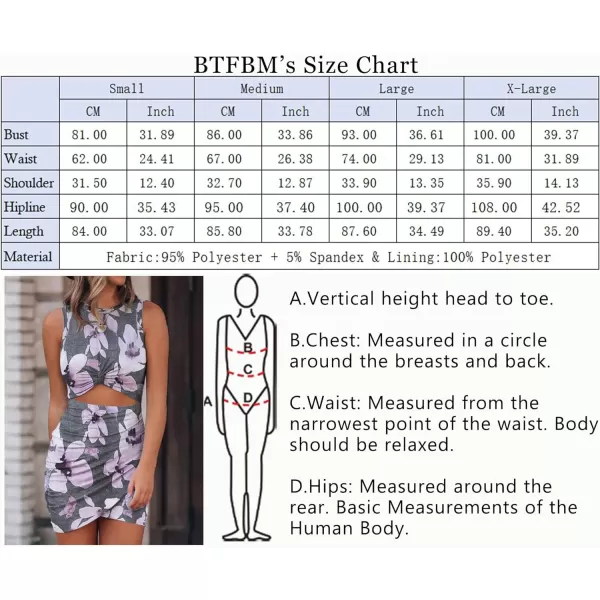 imageBTFBM Women 2023 Summer Sleeveless Casual Crewneck Bodycon Tank Dress Cutout Twist Slim Wrap Club Party Evening DressesFloral Grey