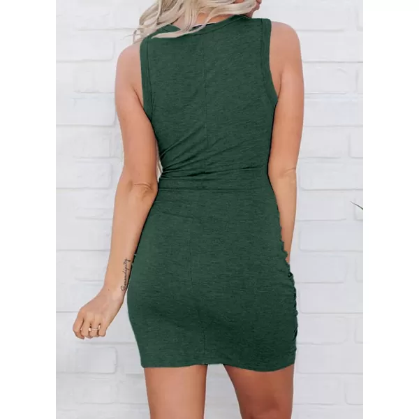 imageBTFBM Women 2023 Summer Sleeveless Casual Crewneck Bodycon Tank Dress Cutout Twist Slim Wrap Club Party Evening DressesGreen
