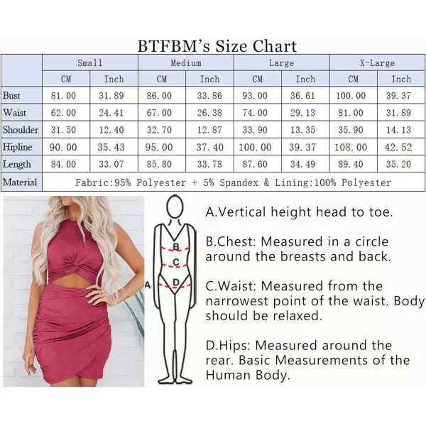 imageBTFBM Women 2023 Summer Sleeveless Casual Crewneck Bodycon Tank Dress Cutout Twist Slim Wrap Club Party Evening DressesRose Red