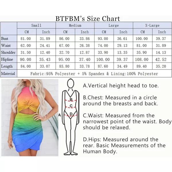 imageBTFBM Women 2023 Summer Sleeveless Casual Crewneck Bodycon Tank Dress Cutout Twist Slim Wrap Club Party Evening DressesTie Dye Pink Blue