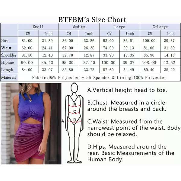 imageBTFBM Women 2023 Summer Sleeveless Casual Crewneck Bodycon Tank Dress Cutout Twist Slim Wrap Club Party Evening DressesTie Dye Purple Red