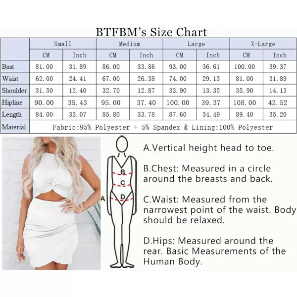 imageBTFBM Women 2023 Summer Sleeveless Casual Crewneck Bodycon Tank Dress Cutout Twist Slim Wrap Club Party Evening DressesWhite
