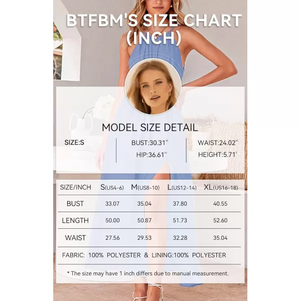 imageBTFBM Women 2023 Summer Sleeveless Cutout Halter Maxi Dress Backless Boho Casual Beach Party Cocktail Slit Sun DressesSolid Blue