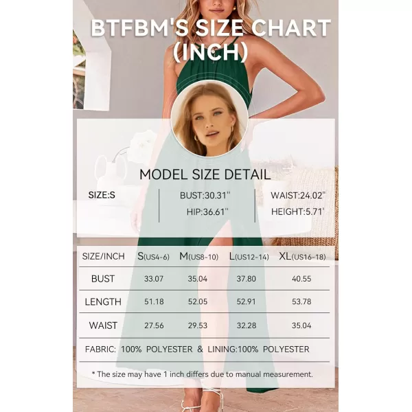 imageBTFBM Women 2023 Summer Sleeveless Cutout Halter Maxi Dress Backless Boho Casual Beach Party Cocktail Slit Sun DressesSolid Dark Green