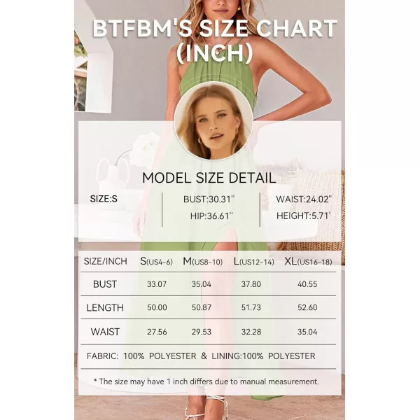 imageBTFBM Women 2023 Summer Sleeveless Cutout Halter Maxi Dress Backless Boho Casual Beach Party Cocktail Slit Sun DressesSolid Green