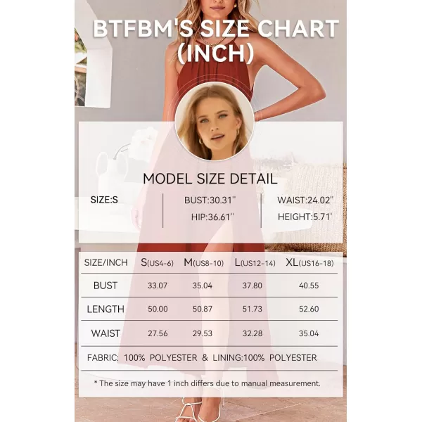 imageBTFBM Women 2023 Summer Sleeveless Cutout Halter Maxi Dress Backless Boho Casual Beach Party Cocktail Slit Sun DressesSolid Orange Red