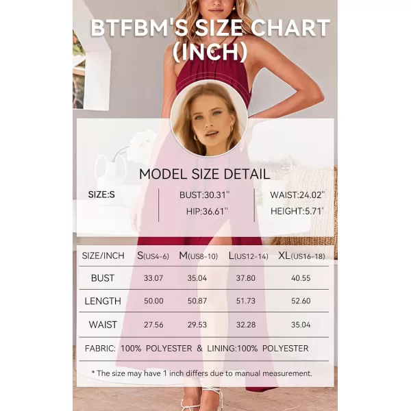 imageBTFBM Women 2023 Summer Sleeveless Cutout Halter Maxi Dress Backless Boho Casual Beach Party Cocktail Slit Sun DressesSolid Red