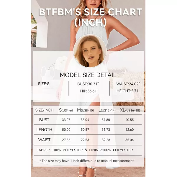 imageBTFBM Women 2023 Summer Sleeveless Cutout Halter Maxi Dress Backless Boho Casual Beach Party Cocktail Slit Sun DressesSolid White