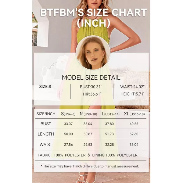 imageBTFBM Women 2023 Summer Sleeveless Cutout Halter Maxi Dress Backless Boho Casual Beach Party Cocktail Slit Sun DressesSolid Yellow