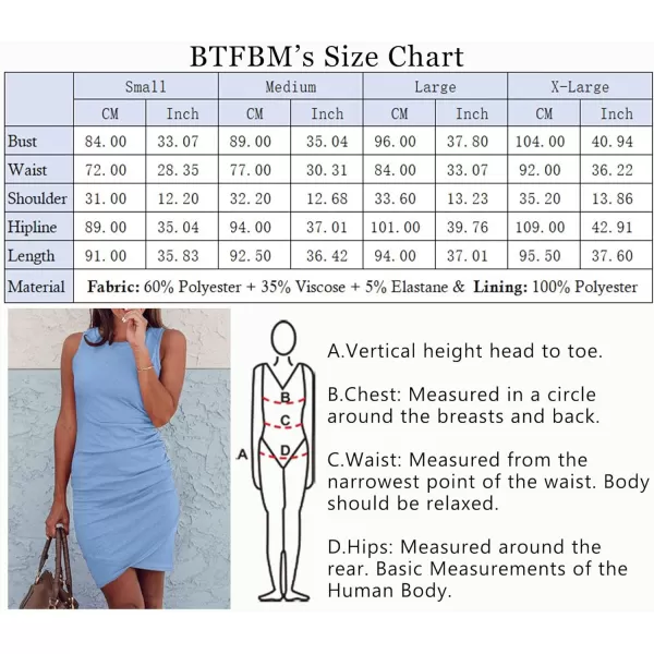 imageBTFBM Women 2023 Summer Sleeveless Tank Dresses Crew Neck Slim Fit Short Casual Ruched Bodycon Party Club Mini DressAiry Blue