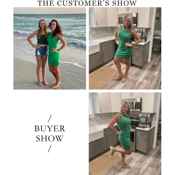 imageBTFBM Women 2023 Summer Sleeveless Tank Dresses Crew Neck Slim Fit Short Casual Ruched Bodycon Party Club Mini DressBright Green