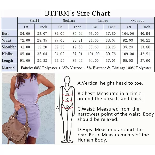 imageBTFBM Women 2023 Summer Sleeveless Tank Dresses Crew Neck Slim Fit Short Casual Ruched Bodycon Party Club Mini DressLight Purple