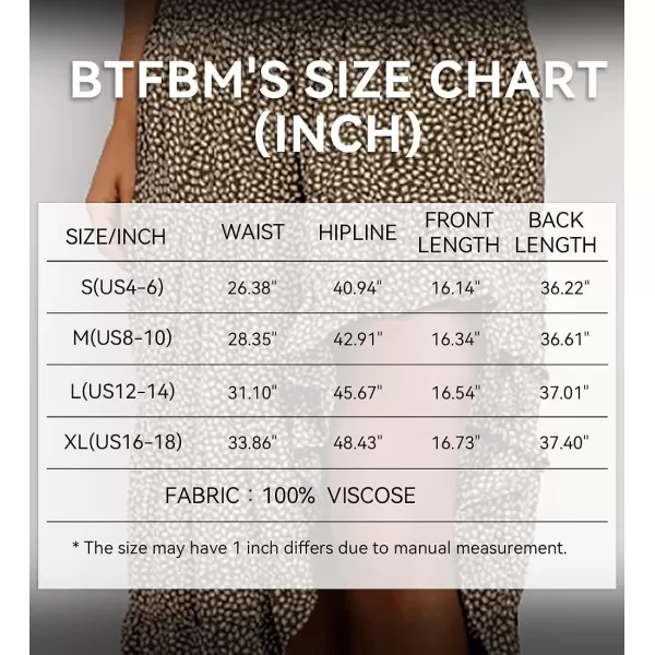 imageBTFBM Women 2023 Summer Spring Boho Long Skirts Dress Floral Print Elastic Waist Split Ruffle High Low Beach Maxi SkirtCoffee