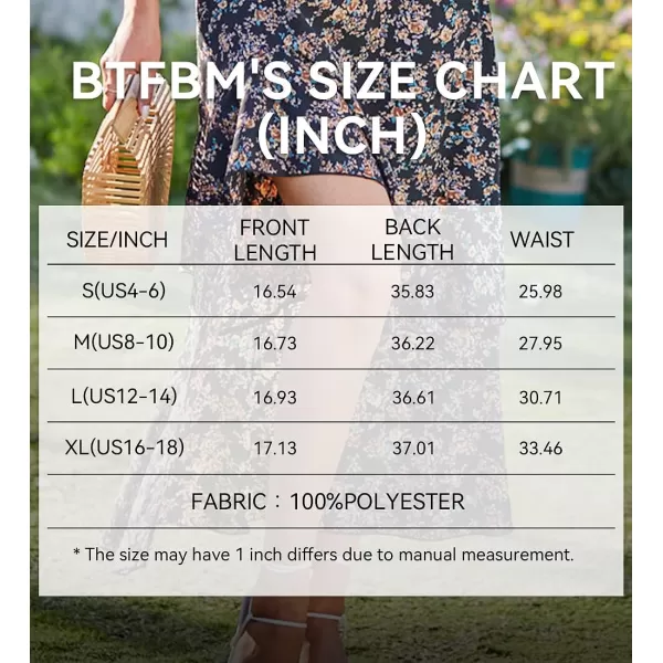 imageBTFBM Women 2023 Summer Spring Boho Long Skirts Dress Floral Print Elastic Waist Split Ruffle High Low Beach Maxi SkirtPrint Floral Black