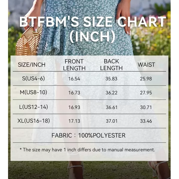 imageBTFBM Women 2023 Summer Spring Boho Long Skirts Dress Floral Print Elastic Waist Split Ruffle High Low Beach Maxi SkirtPrint Floral Green