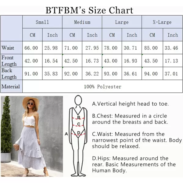imageBTFBM Women 2023 Summer Spring Boho Long Skirts Dress Floral Print Elastic Waist Split Ruffle High Low Beach Maxi SkirtZlight Blue