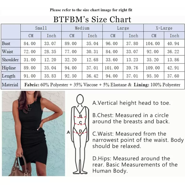 imageBTFBM Women 2024 Summer Sleeveless Tank Dresses Crew Neck Slim Fit Short Casual Ruched Bodycon Party Club Mini DressBlack