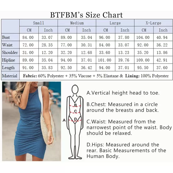 imageBTFBM Women 2024 Summer Sleeveless Tank Dresses Crew Neck Slim Fit Short Casual Ruched Bodycon Party Club Mini DressBlue