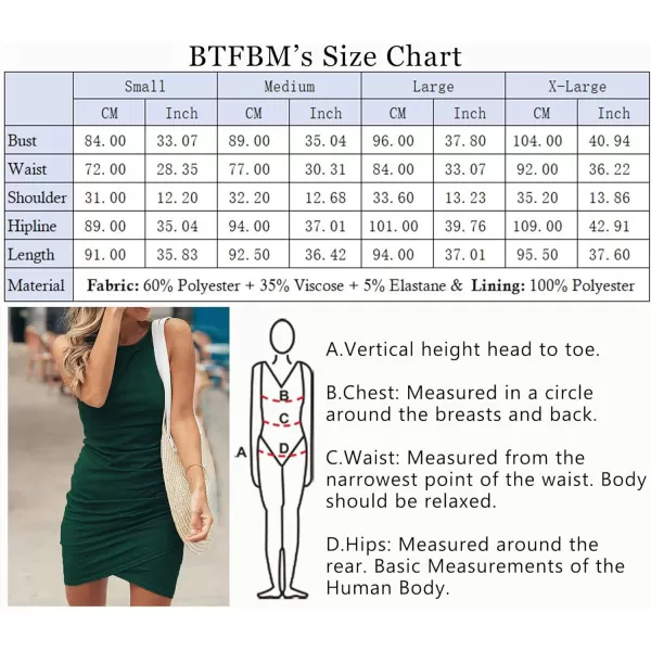 imageBTFBM Women 2024 Summer Sleeveless Tank Dresses Crew Neck Slim Fit Short Casual Ruched Bodycon Party Club Mini DressDark Green