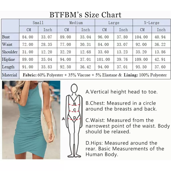 imageBTFBM Women 2024 Summer Sleeveless Tank Dresses Crew Neck Slim Fit Short Casual Ruched Bodycon Party Club Mini DressLake Blue