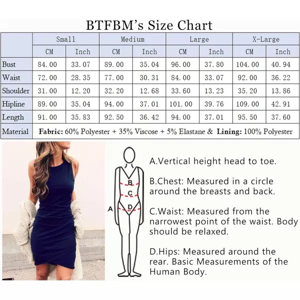 imageBTFBM Women 2024 Summer Sleeveless Tank Dresses Crew Neck Slim Fit Short Casual Ruched Bodycon Party Club Mini DressNavy