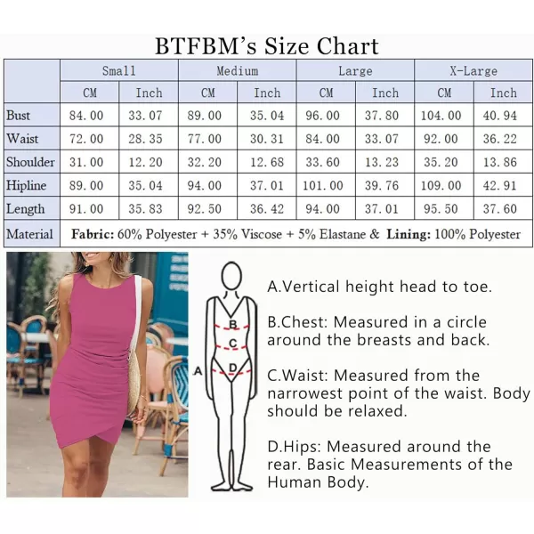 imageBTFBM Women 2024 Summer Sleeveless Tank Dresses Crew Neck Slim Fit Short Casual Ruched Bodycon Party Club Mini DressPurple Red