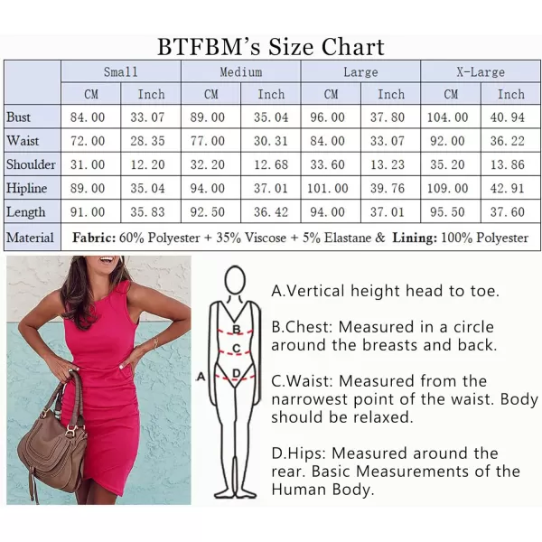 imageBTFBM Women 2024 Summer Sleeveless Tank Dresses Crew Neck Slim Fit Short Casual Ruched Bodycon Party Club Mini DressRose Red