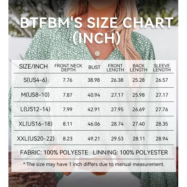 imageBTFBM Women Casual Boho Blouse Fashion Floral Shirts V Neck Long Puff Sleeve Lightweight Chiffon Spring Summer Tops 2024Leopard Green