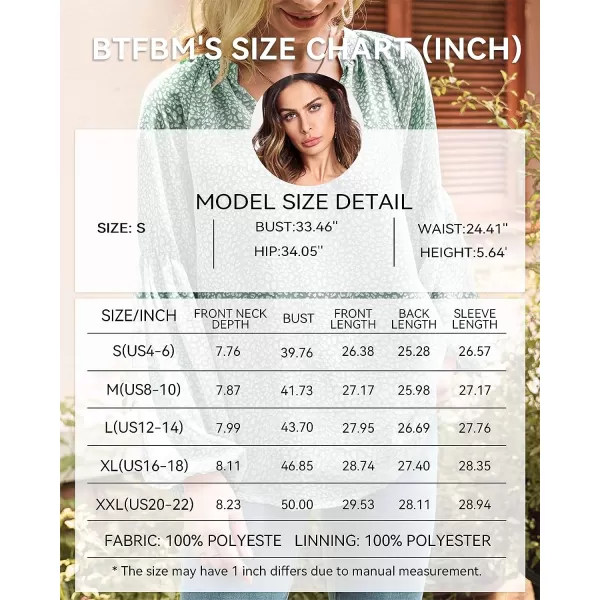 imageBTFBM Women Casual Boho Floral Blouse Shirts V Neck Long Puff Sleeve Lightweight Chiffon Spring Summer Fashion 2023 TopsLeopard Green